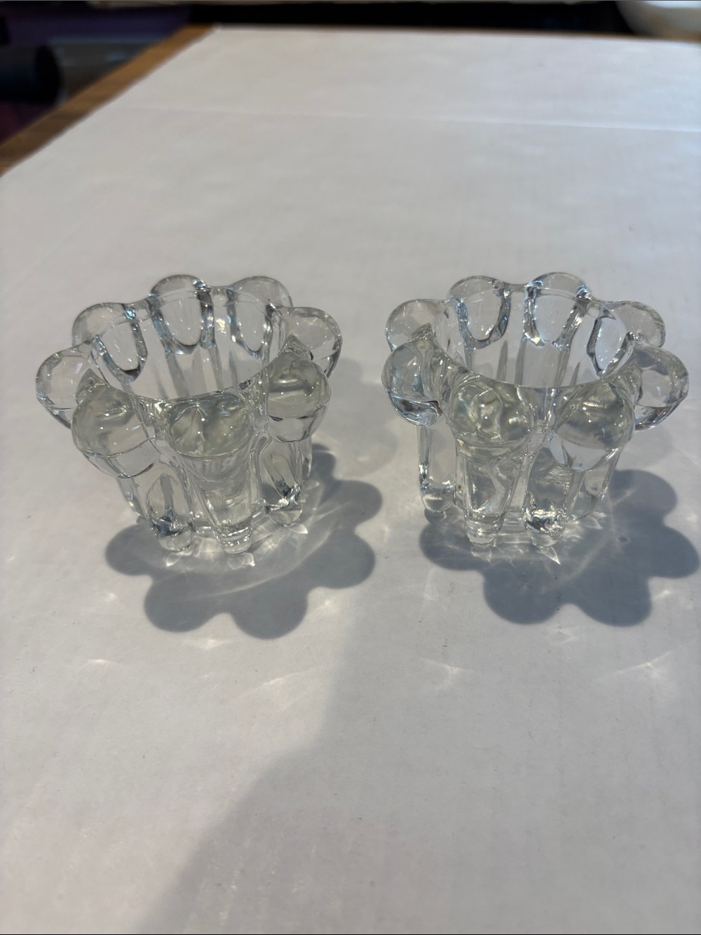 Clear Glass Scalloped Votive Holder Set - Pair